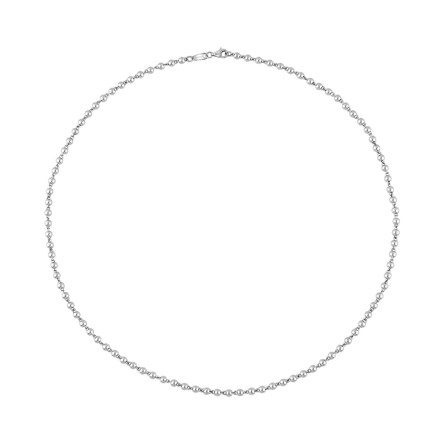 950 Platinum Electroform 3.55mm Buffing Beaded Chain Necklace with 8mm Lobster Lock 20 Inches 16.30 Grams