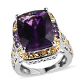 Premium Moroccan Amethyst and Lusaka Amethyst Ring in Vermeil YG and Platinum Over Sterling Silver 10.90 ctw (Del. in 5-7 Days) - Sticky add to cart bar