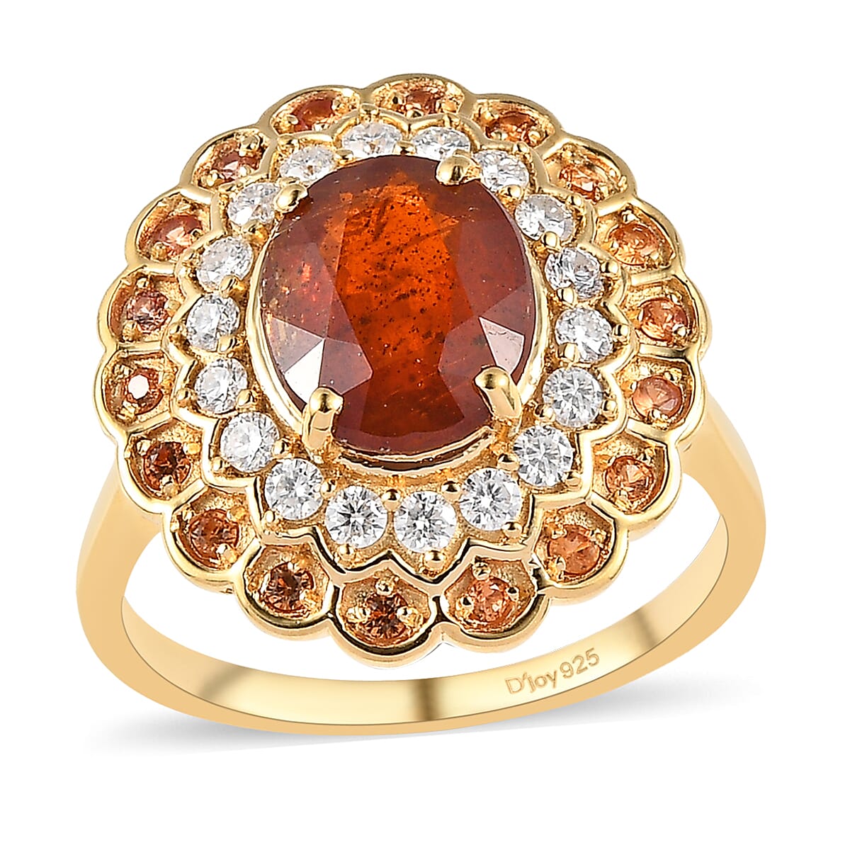One Time Only Tanzania Tangerine Kyanite, Multi Gemstone Ring in Platinum Over Sterling Silver (Size 10.0) 5.25 ctw