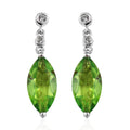 Chartreuse Quartz (Triplet) and White Zircon Earrings in Platinum Over Sterling Silver 6.65 ctw - Sticky add to cart bar