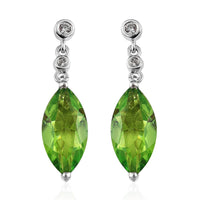 Chartreuse Quartz (Triplet) and White Zircon Earrings in Platinum Over Sterling Silver 6.65 ctw