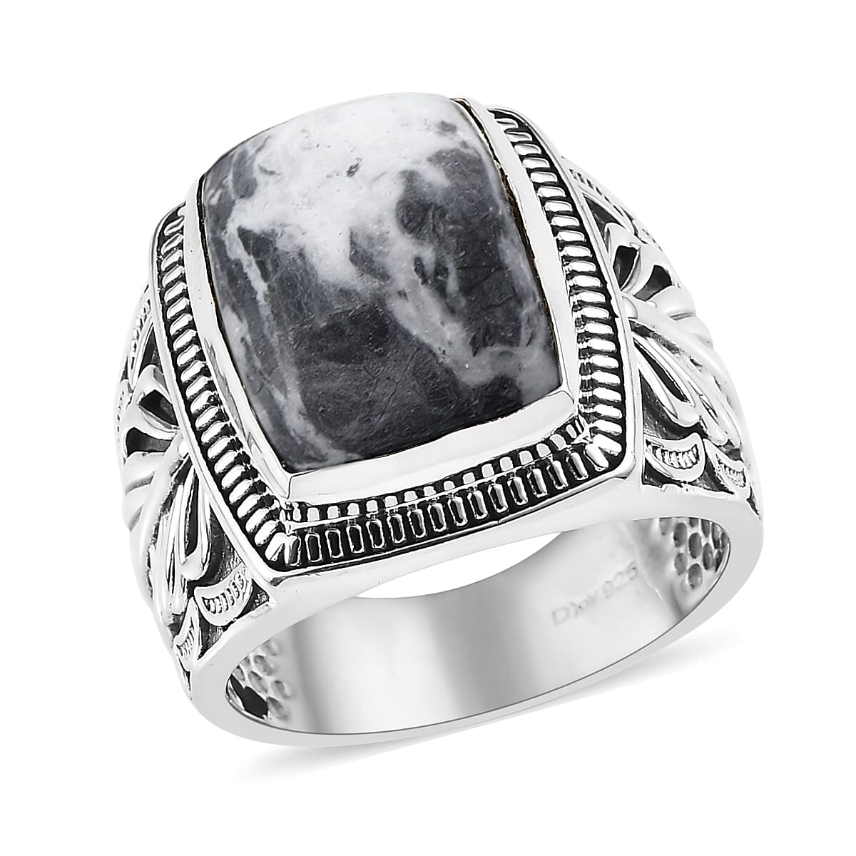 Artisan Crafted White Buffalo Men's Ring in Sterling Silver 11.75 ctw