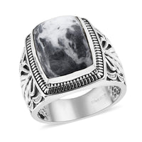 Artisan Crafted White Buffalo Men's Ring in Sterling Silver 11.75 ctw