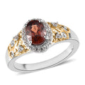 Premium Red Zircon and White Zircon Ring in Vermeil Yellow Gold and Platinum Over Sterling Silver 1.70 ctw - Sticky add to cart bar