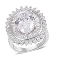 Lustro Stella Finest CZ Double Halo Ring in Platinum Over Sterling Silver (Size 7.0) 14.00 ctw - Sticky add to cart bar