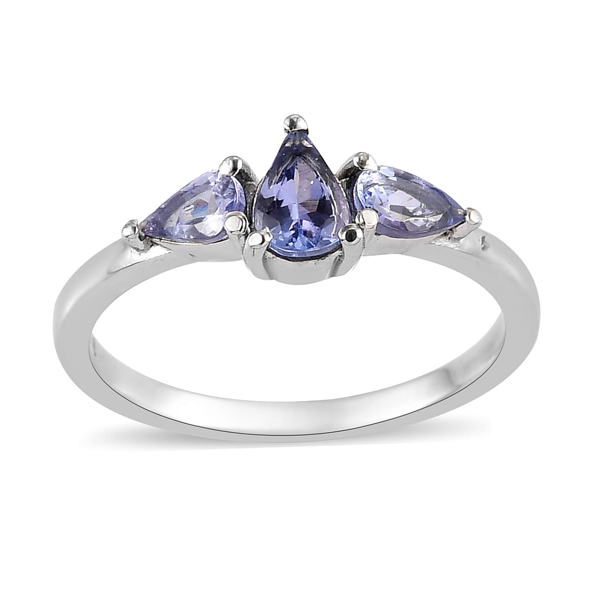 Tanzanite 3 Stone Ring in Stainless Steel (Size 10.0) 0.75 ctw