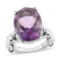 Rose De France Amethyst Solitaire Ring in Stainless Steel (Size 10.0) 11.65 ctw - Sticky add to cart bar