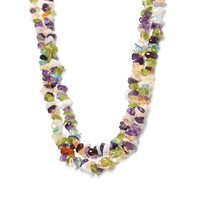 Multi Gemstone 250.00 ctw Chips Necklace 36 Inches in Sterling Silver