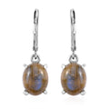 Malagasy Labradorite Solitaire Lever Back Earrings in Stainless Steel 6.60 ctw , Tarnish-Free, Waterproof, Sweat Proof Jewelry - Sticky add to cart bar