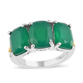 Karis Verde Onyx 3 Stone Ring in 18K YG Plated and Platinum Bond (Size 10.0) 6.15 ctw - Sticky add to cart bar