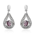 D'Joy Tanzanian Lavender Spinel and White Zircon Dangling Earrings in Platinum Over Sterling Silver 1.40 ctw - Sticky add to cart bar