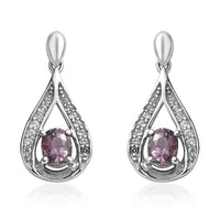 D'Joy Tanzanian Lavender Spinel and White Zircon Dangling Earrings in Platinum Over Sterling Silver 1.40 ctw