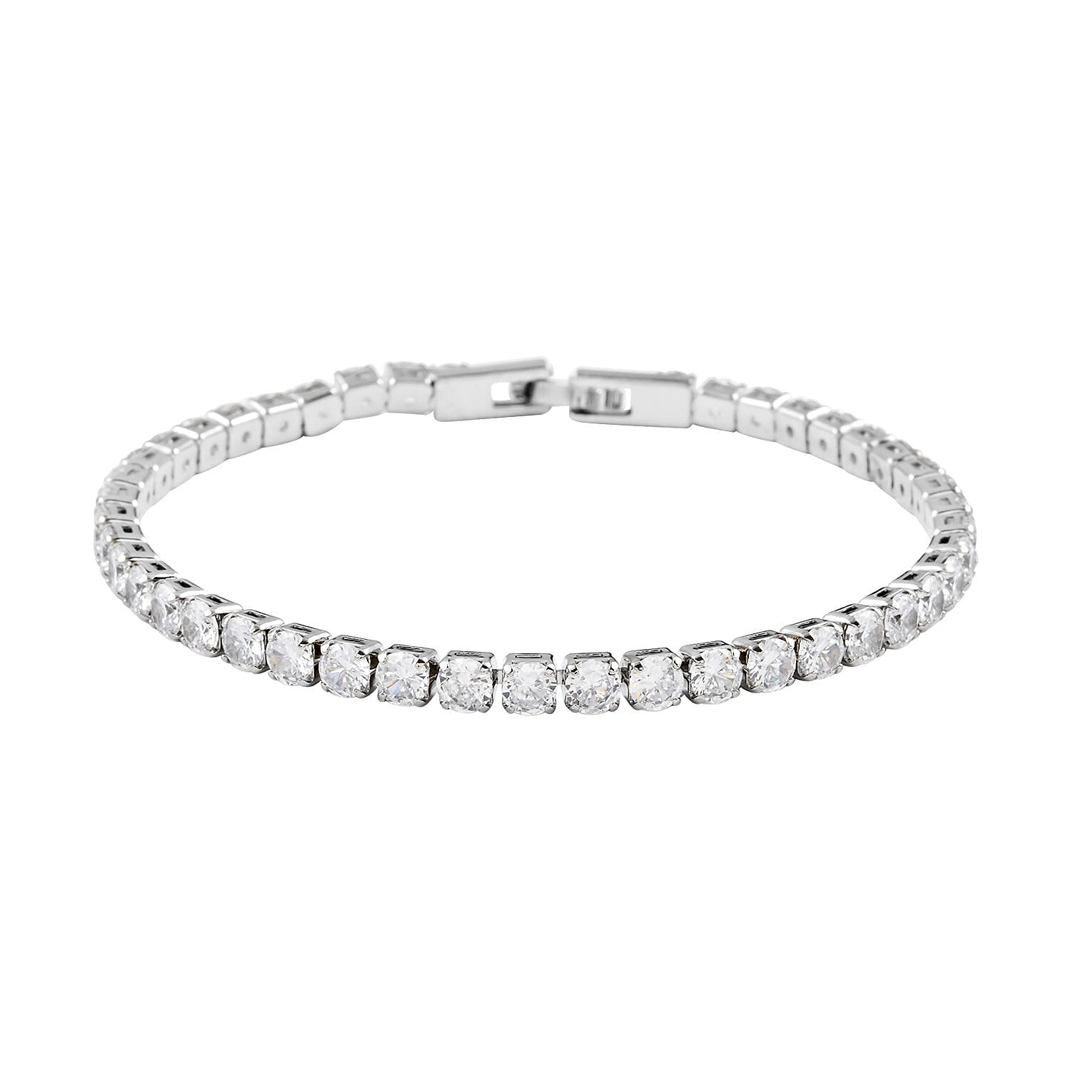 Simulated Diamond Bracelet in Silvertone (8.00 In) 11.25 ctw