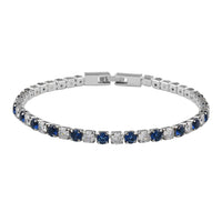 Simulated Blue and White Diamond Bracelet in Silvertone (8.00 In) 11.50 ctw