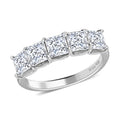 Asscher Cut Moissanite 5 Stone Ring in Platinum Over Sterling Silver (Size 10.0) 1.85 ctw - Sticky add to cart bar