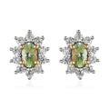Premium Tsavorite Garnet and White Zircon Floral Stud Earrings in Vermeil Yellow Gold Over Sterling Silver 1.25 ctw - Sticky add to cart bar