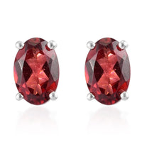 Lotus Garnet Solitaire Stud Earrings in Sterling Silver 1.15 ctw