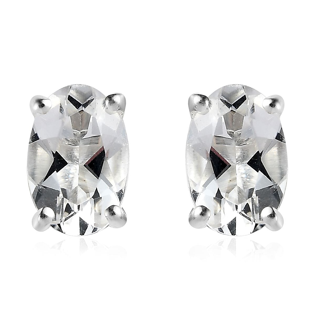 Brazilian Petalite Solitaire Stud Earrings in Sterling Silver 0.75 ctw