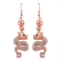 White and Black Austrian Crystal Dragon Earrings in Silvertone - Sticky add to cart bar