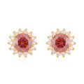 Red and White Moissanite Sunburst Stud Earrings in Vermeil Yellow Gold Over Sterling Silver 2.30 ctw - Sticky add to cart bar