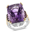 Amethyst (Cushion), Orissa Rhodolite Garnet Ring in Vermeil YG and Platinum Over Sterling Silver (Size 10.0) 26.25 ctw - Sticky add to cart bar