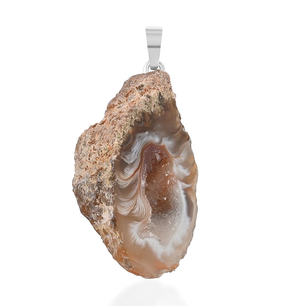 Light Geode Amethyst 61.25 ctw Slice Pendant without Chain in Silvertone