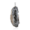 Dark Geode Amethyst 61.25 ctw Slice Pendant without Chain in Silvertone - Sticky add to cart bar