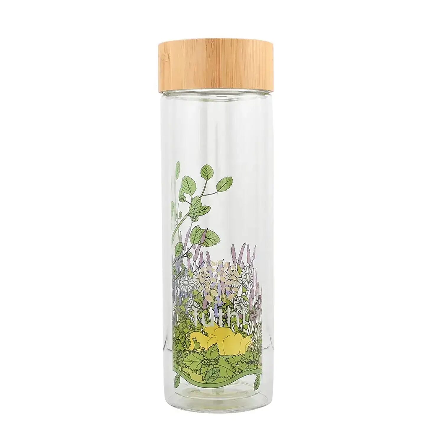 Closeout Tuthi Glass Bottle with Bamboo Lid
