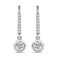 Moissanite Lever Back Earrings in Platinum Over Sterling Silver 1.90 ctw