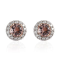 Red Rose Apatite and Moissanite Halo Stud Earrings in Vermeil Rose Gold Over Sterling Silver 0.90 ctw - Sticky add to cart bar