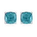 Teal Fluorite Solitaire Stud Earrings in Rhodium Over Sterling Silver 5.25 ctw - Sticky add to cart bar