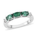 AAA Kagem Zambian Emerald and Diamond 3 Stone Ring in Platinum Over Sterling Silver 0.75 ctw - Sticky add to cart bar