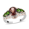 Red Apatite and Chrome Diopside Ring in Vermeil Rose Gold and Platinum Over Sterling Silver (Size 10.0) 2.00 ctw - Sticky add to cart bar
