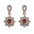 D'Joy Red Rose Apatite and White Zircon Dangling Earrings in Vermeil Rose Gold Over Sterling Silver 0.90 ctw - Sticky add to cart bar