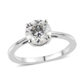 Moissanite (Rnd 6.5mm) Solitaire Ring in Platinum Over Sterling Silver (Size 10.0) 1.25 ctw - Sticky add to cart bar