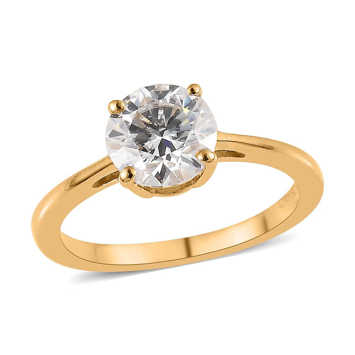 Moissanite Solitaire Ring, Moissanite Ring, Vermeil Yellow Gold Over Sterling Silver Ring 0.90 ctw (Size 10.0)