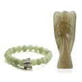 Hand Carved Amethyst Guardian Angel with Matching Beaded Stretch Bracelet - Sticky add to cart bar