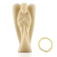 Hand Carved Amethyst Guardian Angel with Matching Beaded Stretch Bracelet