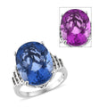 Color Change Fluorite and White Zircon Ring in Platinum Over Sterling Silver 11.00 ctw - Sticky add to cart bar