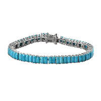 Premium Sleeping Beauty Turquoise Tennis Bracelet in Platinum Over Sterling Silver (6.50 In) 15.50 ctw