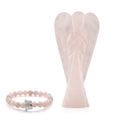 Hand Carved Amethyst Guardian Angel with Matching Beaded Stretch Bracelet - Sticky add to cart bar