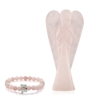 Hand Carved Amethyst Guardian Angel with Matching Beaded Stretch Bracelet