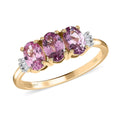 Luxoro 10K Yellow Gold Premium Narsipatnam Purple Spinel, Diamond (G-H, I2) 3 Stone Ring (Size 10.0) 1.50 ctw - Sticky add to cart bar