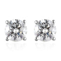 Moissanite Solitaire Stud Earrings in Platinum Over Sterling Silver 1.90 ctw - Sticky add to cart bar