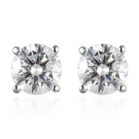 Moissanite Solitaire Stud Earrings in Platinum Over Sterling Silver 1.90 ctw