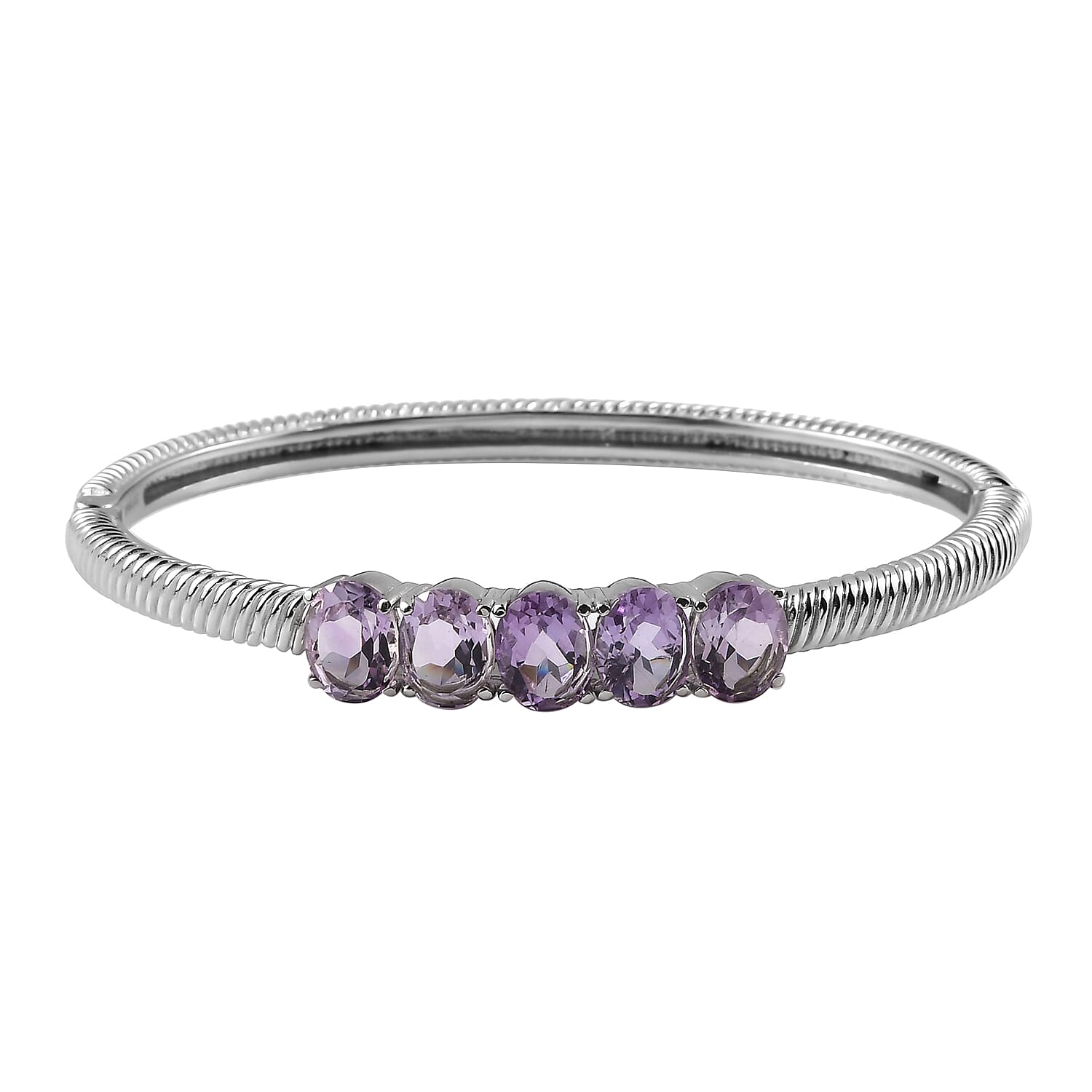 Rose De France Amethyst Bangle Bracelet in Stainless Steel (6.50 In) 9.00 ctw
