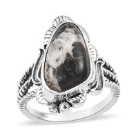 Artisan Crafted White Buffalo Ring in Sterling Silver 5.35 ctw