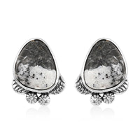 Artisan Crafted White Buffalo Earrings in Sterling Silver 9.00 ctw