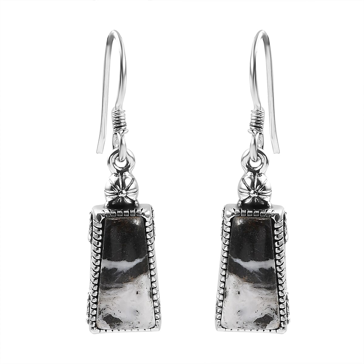 Artisan Crafted White Buffalo Earrings in Sterling Silver 11.50 ctw