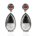 Artisan Crafted White Buffalo and Mediterranean Coral Earrings in Sterling Silver 10.50 ctw - Sticky add to cart bar